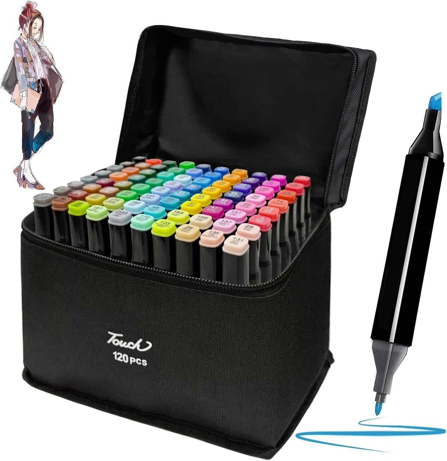 120 PCS Marker Pen Set 2 in 1 Pens