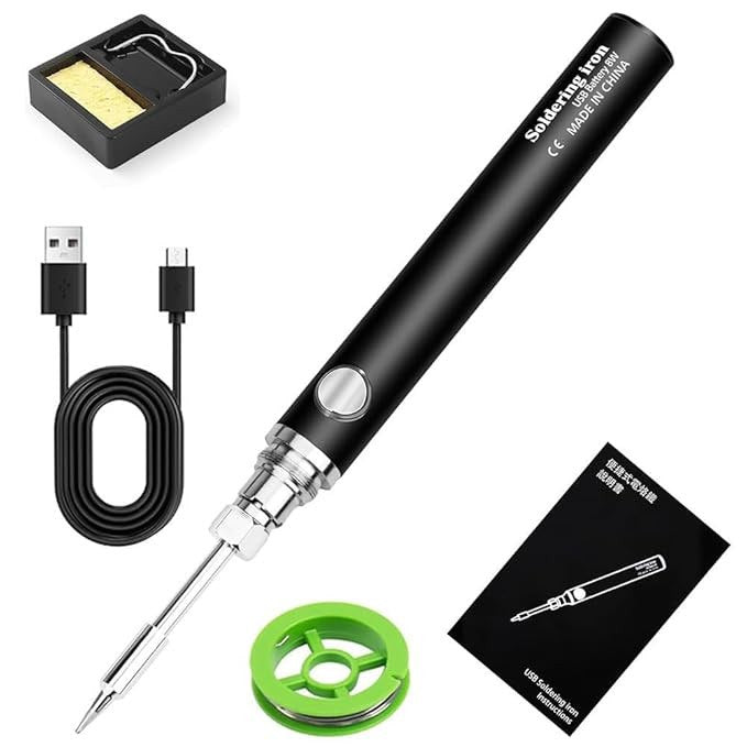 USB Rechargeable Soldering Iron with 3 Soldering Iron Tips